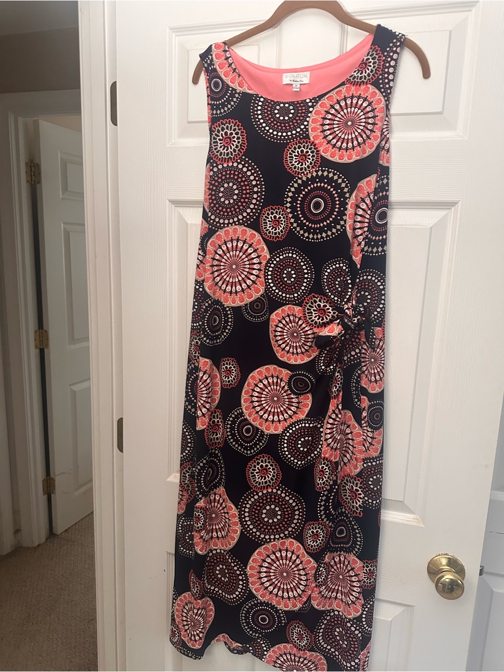 Signature Coral and Navy Medallion Maxi Dress